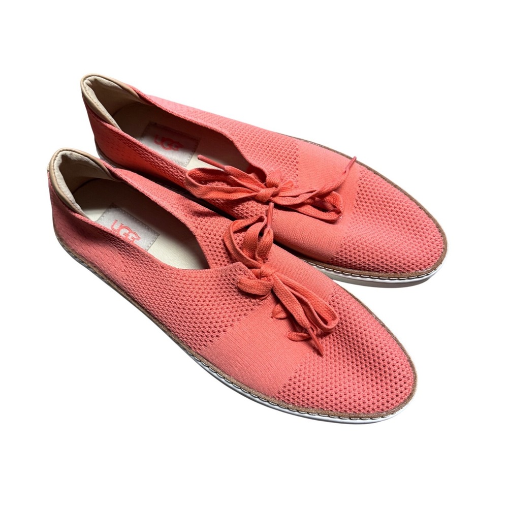 UGG Pinkett sneakers Coral Pink Knit Lace Up Womens 10